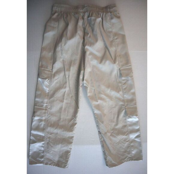 Adidas JN0598 Women's Sz M Beige Satin-Finish Holiday Pack Cargo Pants - Picture 2 of 12
